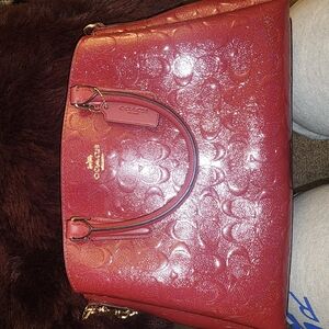 Coach Red Embossed Leather Handbag